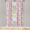 thumbnail image 4 of Ambesonne Geometric Window Curtains, Squares on Plain Back, Each 28" W x 63" L, Soft Pink Pale Mustard, 4 of 4