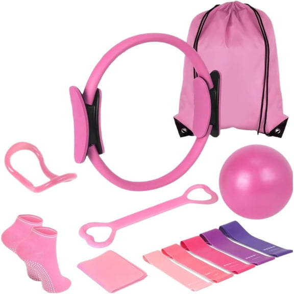 TYPPKMM Pilates Ring Yoga Ball Set, Home Gym, Pink