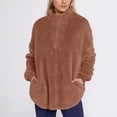thumbnail image 2 of DHFJKG Women's Quarter Zip Fuzzy Sweatshirts Windproof Solid Color Long Sleeve Stand Collar Loose Fit Pullover Thickened Soft Jumper Tops, 2 of 8
