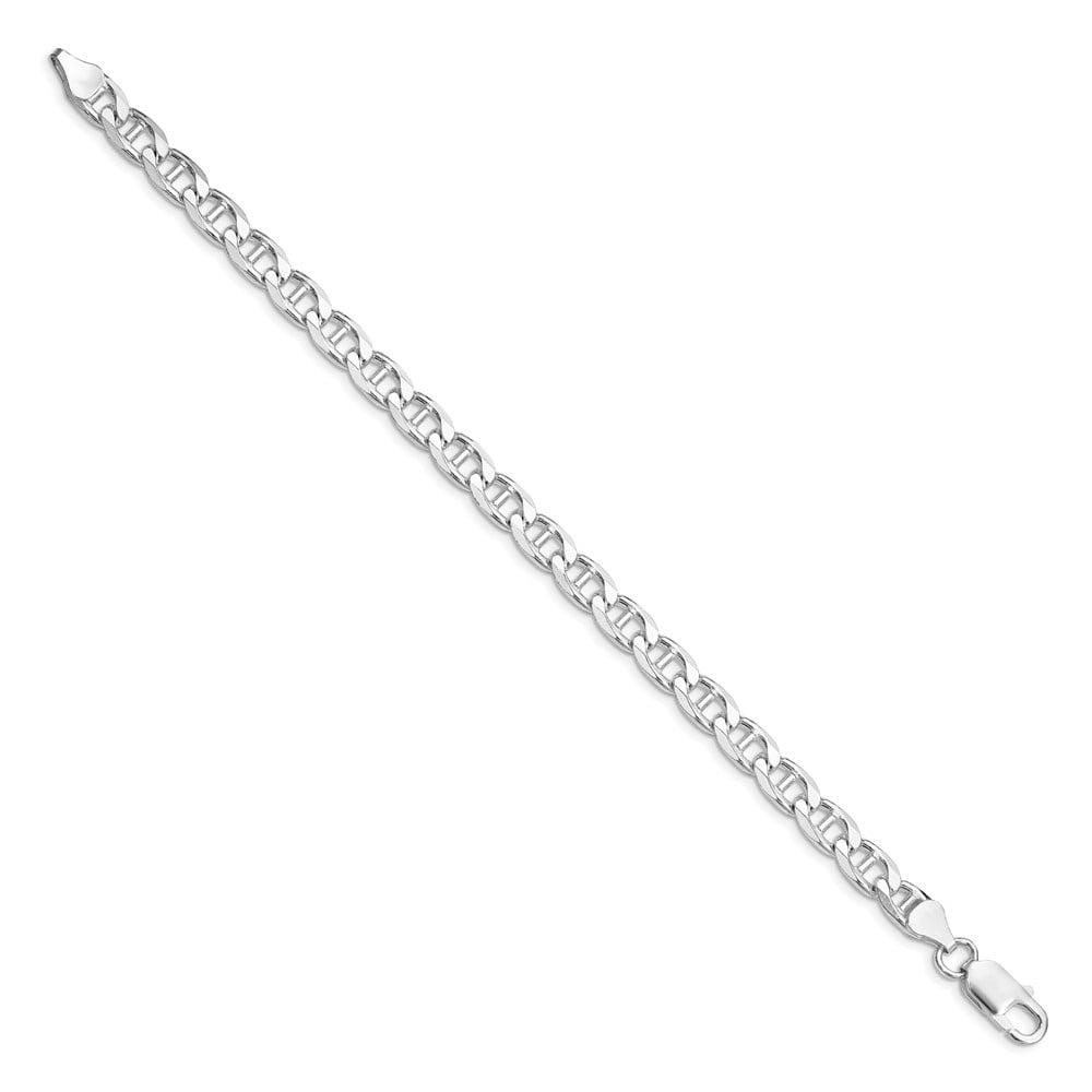 Auriga Fine Jewelry 925 Sterling Silver Rh-plated 6.5mm Flat Cuban Anchor 8inch Chain Bracelet for Men