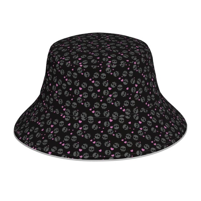 Fotbe Cool Skull Love Sombrero Tipo Pescador con Estampado – Sombrero de Sol de Algodón de Moda para Playa, Golf, Pesca