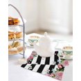 thumbnail image 4 of Pink Flowers Kitchen Dish Towels for Drying Dishes Set of 3, Spring Floral Butterflies Black White Striped Farmhouse Waffle Weave Microfiber Hand Tea Bathroom Towels Quick Dry & Absorbent Towel 12x12, 4 of 7