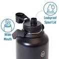 thumbnail image 3 of ThermoFlask 64 oz Double Wall Vacuum Insulated Stainless Steel Water Bottle with Chug Spout Lid, Pitch Black, 3 of 6