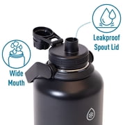 ThermoFlask 64 oz Double Wall Vacuum Insulated Stainless Steel Water Bottle with Chug Spout Lid, Pitch Black