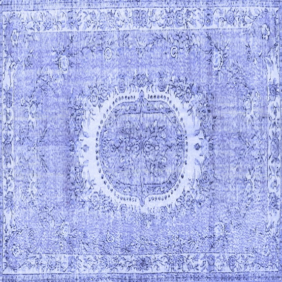 Ahgly Company Machine Washable Indoor Square Persian Blue Traditional Area Rugs, 7' Square