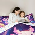 thumbnail image 4 of Manfei Cute Salamander 7-Piece Bedding Comforter Set,Galaxy Starry Sky King Bedding Sets,Pink Kawaii Axolotl Bed Sheets For Girl Kids,Super Cozy Room Decor Reversible, 4 of 8