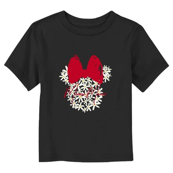 Toddler's Mickey & Friends Minnie Floral Silhouette  Graphic Tee Black 3T