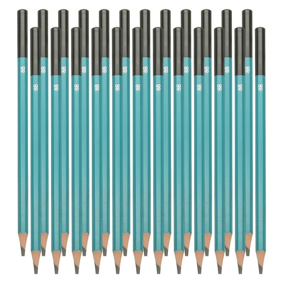 Uxcell 8B Drawing Pencils for Sketching, 24PCS Sketch Pencils for Drawing Art Pencils Graphite Wood Pre-sharpened for Drawing Sketching Artist, Hexagonal, Black Refill, Green/Black Pole