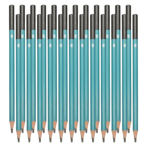 Uxcell 8B Drawing Pencils for Sketching, 24PCS Sketch Pencils for Drawing Art Pencils Graphite Wood Pre-sharpened for Drawing Sketching Artist, Hexagonal, Black Refill, Green/Black Pole