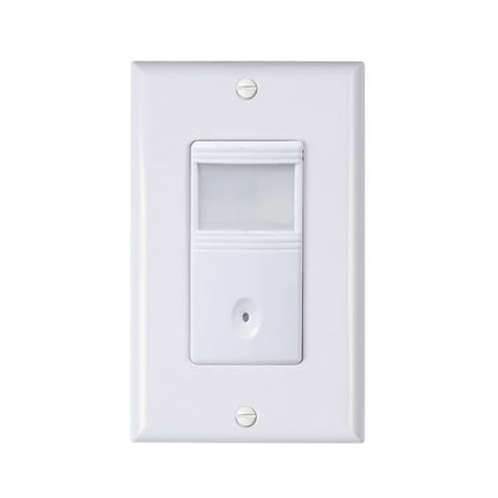 Century In-Wall Motion Sensor Light Switch, PIR Occupancy Sensor, Single-Pole use, Neutral Wire Required, White