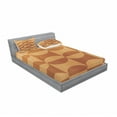 thumbnail image 3 of Rustic Bedding Set with Sheet & Covers, Abstract Style Oak Plank Pattern with Tiled Bound Lines and Oval Curves Image, Printed Bedroom Decor 2 Shams, 4 Sizes, Orange and Tan, by Ambesonne, 3 of 3