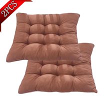Bxaolu Chair Cushion with Ties Ultra Soft Warm Floor Cushion for Kitchen Dining Chairs, 2Pack Comfortable Square Seat Cushion for Adult 15.75”x15.75”, Coffee