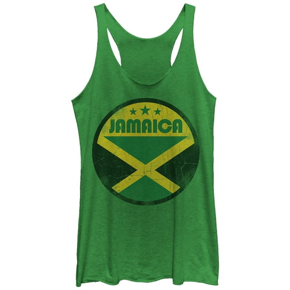 Women's Lost Gods Jamaica Flag Circle  Racerback Tank Top Envy Green X Large