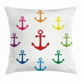 thumbnail image 1 of Anchor Throw Pillow Cushion Cover, Colorful Icons in Circular Design Nautical Maritime Theme Naval Sailboat Equipment, Decorative Square Accent Pillow Case, 16 X 16 Inches, Multicolor, by Ambesonne, 1 of 2