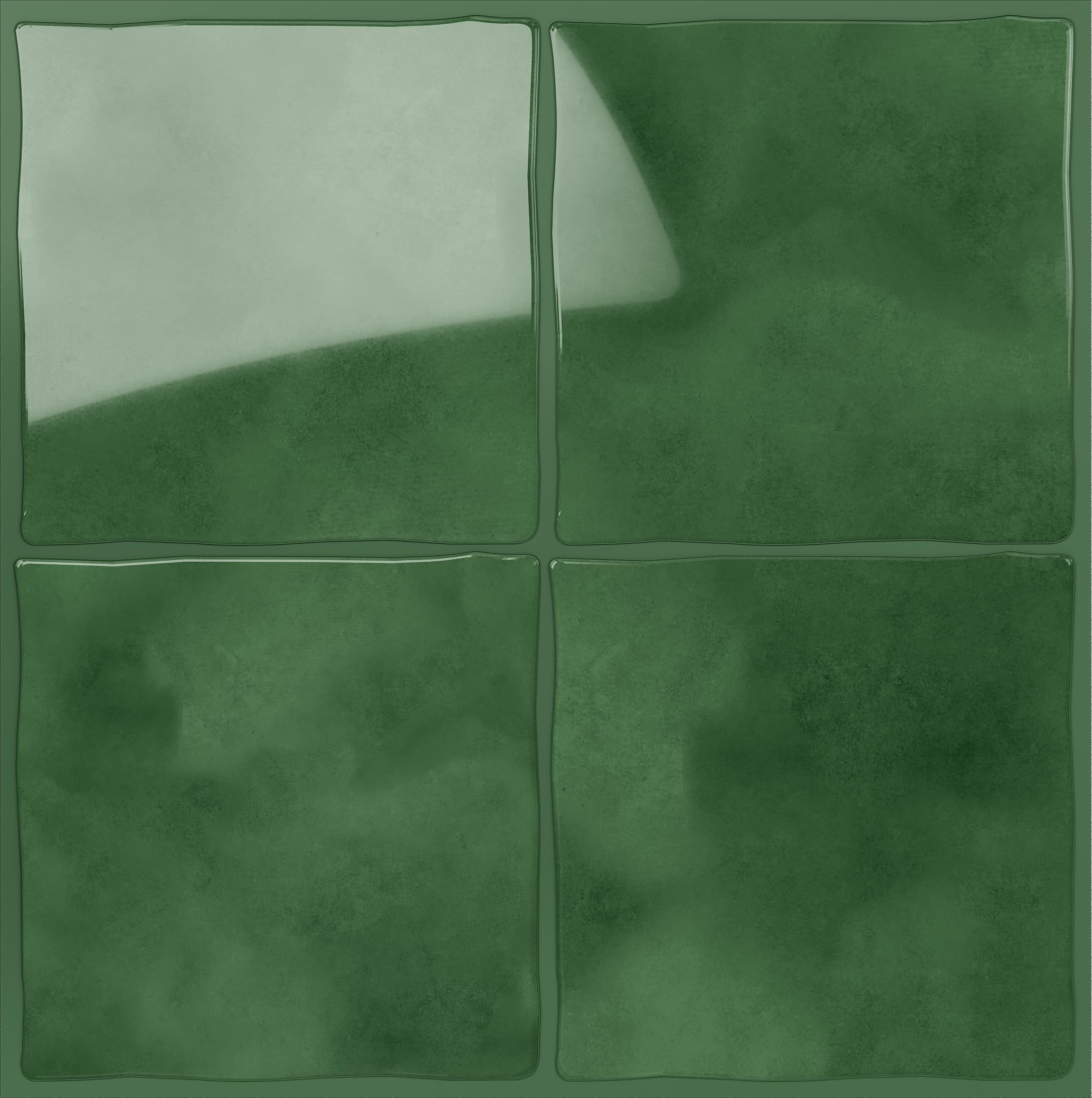 Peel And Stick Backsplash For Kitchen: Self Adhesive Wall Tiles Bathroom - Vinyl Thick Splash Tile (10  Square Green)