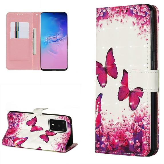 Allytech Galaxy S20+ 5G Wallet Case, Slim 3D PU Leather Folio Flip Stand Shockproof Full Protection Drop Proof Magnetic Cards Holder Wallet Case Cover for Samsung Galaxy S20 Plus, Rose Butterfly