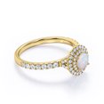 thumbnail image 3 of 1 carat Round Cut Australian Opal and Moissanite - Double Halo - Pave Setting Engagement Ring - 18K Yellow Gold Plating over Silver, 3 of 4