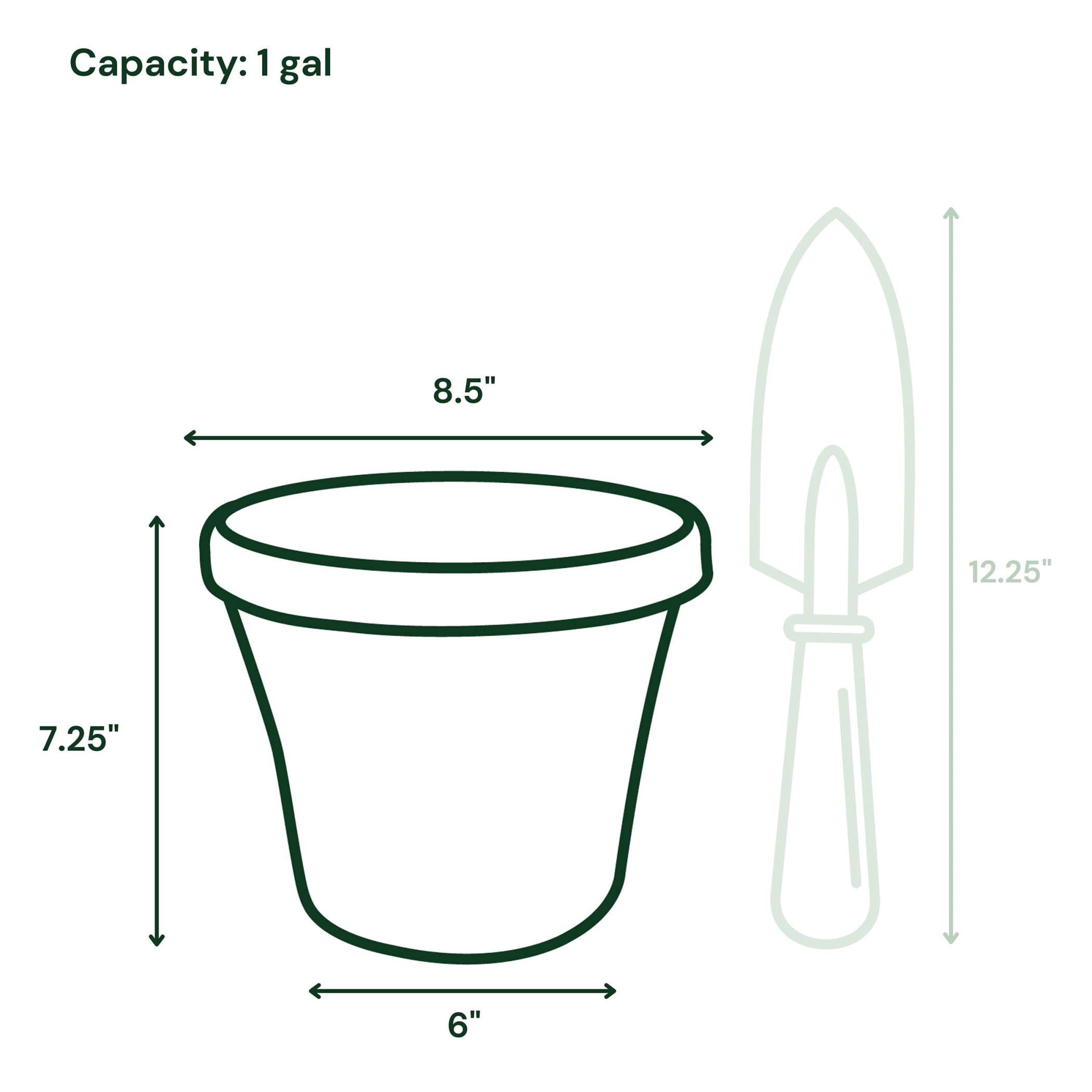 Bloem Terra 8" Plastic Planter with Drainage Holes - Indoor/Outdoor, 1 Gallon Capacity, Lightweight Garden Pot, Chocolate