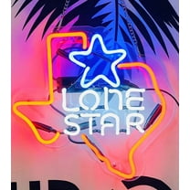 Queen Sense 17" Texas Lone Stars Neon Sign Acrylic Man Cave Beer Pub Bar Artwork Handmade Wall Decor Gift Neon Light 114TLSWBA2