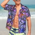 thumbnail image 5 of Lsque Watercolor Butterflies pattern Hawaiian Shirt for Men, Unisex Summer Beach Casual Short Sleeve Button Down Shirts-Medium, 5 of 9