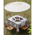 thumbnail image 3 of Outdoor Tablecloth with Umbrella Hole, Gray Red Boho Spillproof Waterproof Outdoor Table Cover, Southwestern Ethnic Abstract Geometric Patio Tablecloths for Party/Garden/Picnic, Square 60"x60", 3 of 9