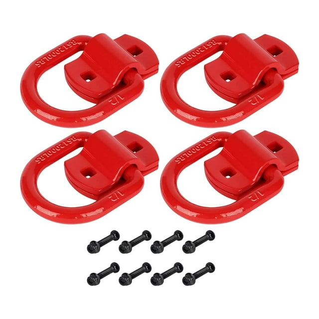 Accesorio profesional de amarre para camiones con anclaje de anillo en D forjado con perno de acero al carbono Rojo