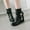 Black, variant on Boots For Women Pumps Mid Heel Rubber Slip-On Ankle Boots White 40(US:7.5)