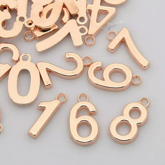 U8MO 10 Number Charms Rose Gold Tone Assorted Pendants Numeral Pendants