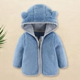 thumbnail image 5 of XinLfly Newborn Infant Baby Boys Girls Solid Color Fleece Hooded Jacket Coat with Ears Warm Todder Kids Zipper Up Outwear Coat ,Light Blue,3-4T, 5 of 7