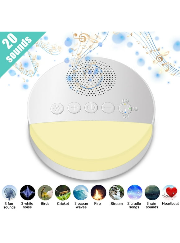 White Noise Machine for Sleeping, EEEkit Sound Machine with Night Light, 20 Soothing Sounds, Timer and Memory Function