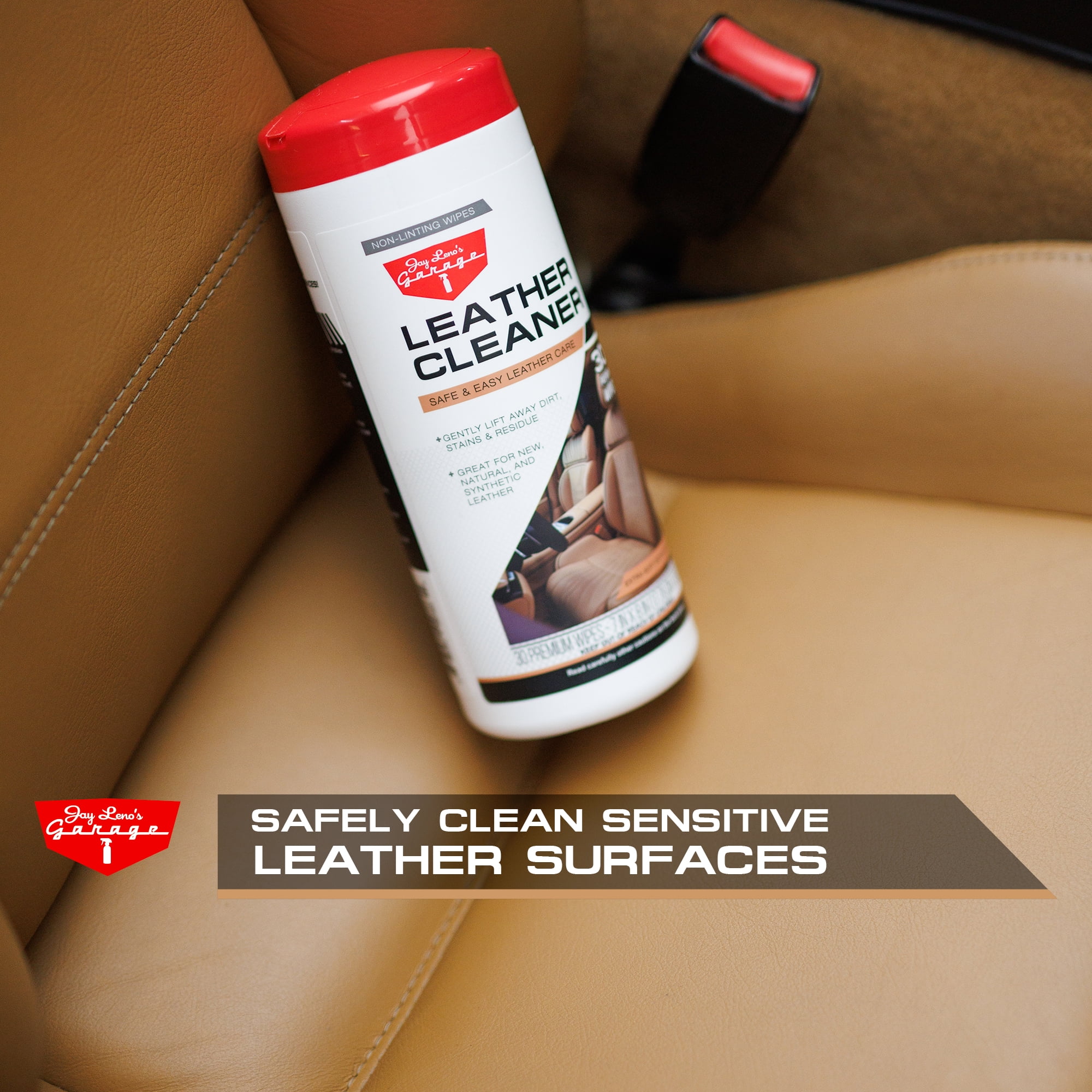 Jay Leno's Garage Leather Cleaner Wipes (30 Count) - Clean & Protects Car Leather Surfaces
