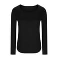 thumbnail image 5 of Byworldtasic No Boundaries Womens Long Sleeve Crewneck Top Stretch Slim Basic Shirts Fitted Tops Solid Color Blouse, 5 of 6