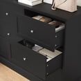 thumbnail image 5 of Homfa 6 Drawer Double Dresser, Wood Storage Cabinet for Living Room, Chest of Drawers for Bedroom, Black, 5 of 7