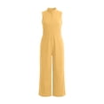 thumbnail image 4 of Chuancc Women's Casual Loose Overalls Jumpsuits One Piece Sleeveless Wide Leg Long Pant Rompers With Pockets Yellow L, 4 of 4