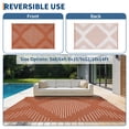 thumbnail image 2 of Reversible Waterproof Outdoor Rug - Plastic Straw Mat with Lines - Large, Easy Clean, Carry Bag Included - 9x12ft Terracotta Orange/White - USA Spec, 2 of 8