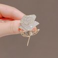 thumbnail image 4 of Women Brooch High-Gloss Rhinestone Inlay Sparkling Rose Flower Design Lapel Pin Non-Slip Buckle Zinc Alloy Scarf Badge, 4 of 8