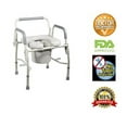 thumbnail image 2 of Drop Arm Bedside Commode by HEALTHLINE. Padded Bedside Commode with Drop-Arm, Padded Commode Seat & Arms, Raised Toilet Seat, Safety Frame. 3 In 1 Commode Wheelchair - Shower Chair, 2 of 3