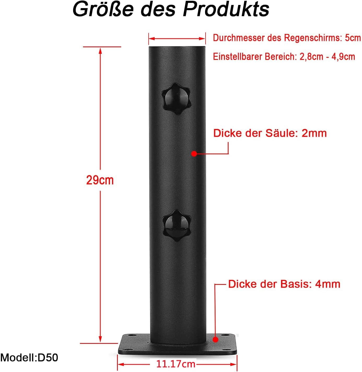 Heavy Duty Square Steel Umbrella Base With Adjustable Knob, Umbrella Holder For Patio, Docks, Picnic Tables