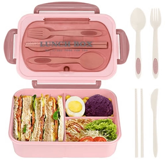1pc 1000 ML Lunch Box With Tableware For Office Workers, Square Divided Microwave Oven Bento Box, Leakproof Food Container, Hand Wash, For Teenagers And Workers At School,Canteen, Back School, Home K