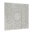 thumbnail image 6 of DecMode White Wooden Handmade Intricately Carved Floral Wall Decor with Mandala Design (3 Count), 6 of 8