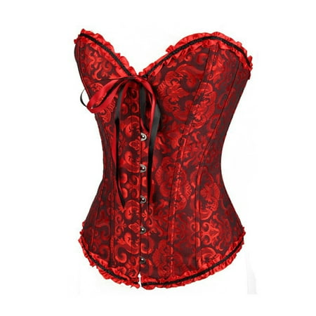 Womens Vintage Gothic Dress Plus Size 3X Party Floral Lace Up Gothic Clothes for Teens Slim Corset Bustier Tube Gothic Clothing Women Plus Size Top