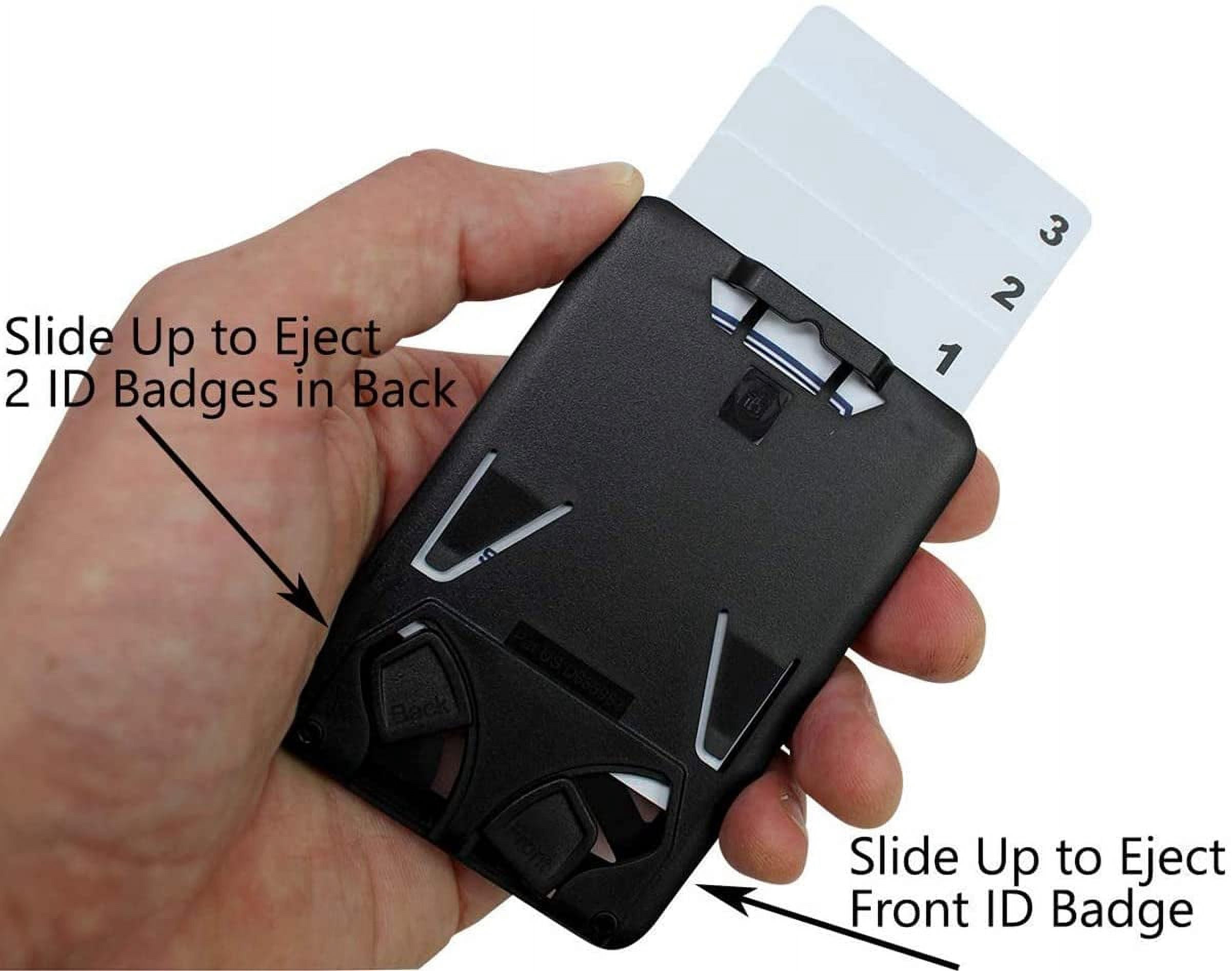 5 Pack - 3 Card Badge Holder Up to Three ID Badges - Heavy Duty Vertical Rigid Hard Plastic Case for Multiple Cards - Polycarbonate - Tactical CAC, Smart & Swipe I'd Holders by Specialist ID (Black)