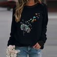 thumbnail image 2 of IROINID Réduit Womens Manches Longues Tops Col Rond Imprimé Ample Détente Couverture Chandail à Capuchon Tops, Noir, 2 of 5