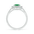 thumbnail image 2 of ANGARA Natural Princess Diana Inspired 1.1 ct Emerald Ring with Diamond Halo in 14K White Gold for Women (Size-8x6mm) | May Birthstone, Anniversary, Jewelry Gift for Women | Natural Emerald Ring, 2 of 10