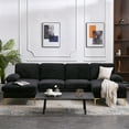 thumbnail image 2 of UWR-Nite U Shape Sectional Sofa, Modern Large Chenille Fabric Modular Couch, Extra Wide Sofa with Chaise Lounge and Golden Legs for Living Room, 2 of 8