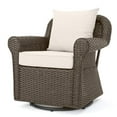thumbnail image 6 of Noble House Liam Outdoor 4 Seater Wicker Swivel Chair and Fire Pit Set Brown, 6 of 16