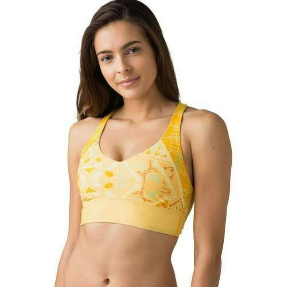 prAna Vivir Sz Small (S) Racerback Strap Athletic Sport Bikini Top Amber Lisbon