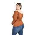 thumbnail image 3 of Blusa off shoulder con nudo Roman Fashion/Tallas Extras, 1911 (Chedron) cafe 42, 3 of 6