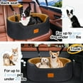 thumbnail image 3 of Dog Car Seat for Medium & Large Dogs up to 55 lbs, Elevated Booster Seat with Anti-Slip Base, Detachable & Machine-Washable Pet Car Bed for SUV/Sedan (Black/Brown), 3 of 16