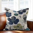 thumbnail image 3 of Pillow Covers 16x16 Inch, Navy Blue Green Floral Linen Pillowcase with Invisible Zipper, Vintage Botanical Leaves Decorative Throw Pillow Covers Cushion Case for Couch Sofa Bed Living Room, 3 of 9